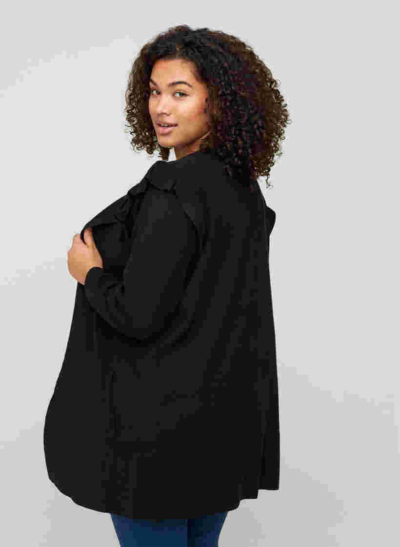 Strickcardigan mit Rüschen und Taschen, Black, Model image number 1