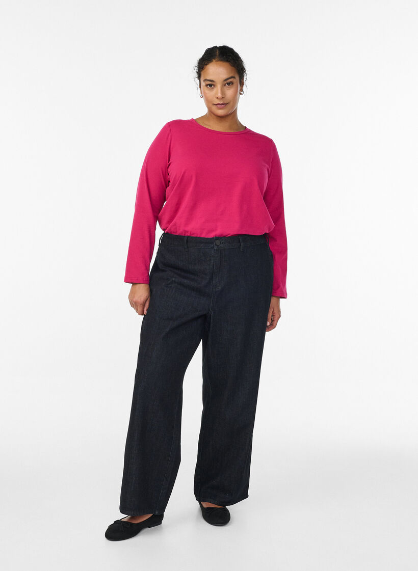 Basic Top aus Jersey mit langen Ärmeln, Pink, Model image number 1