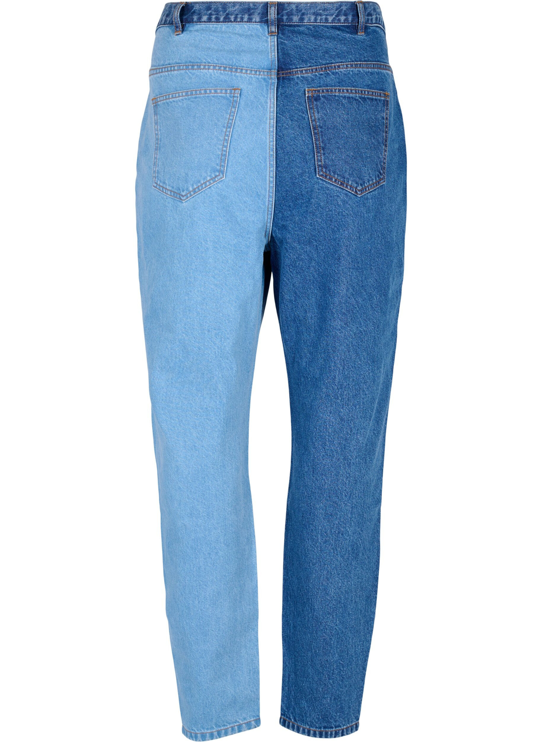 ZizziTwo-Tone Mille Mom Fit Jeans, Lt. B. Comb, Packshot image number 1