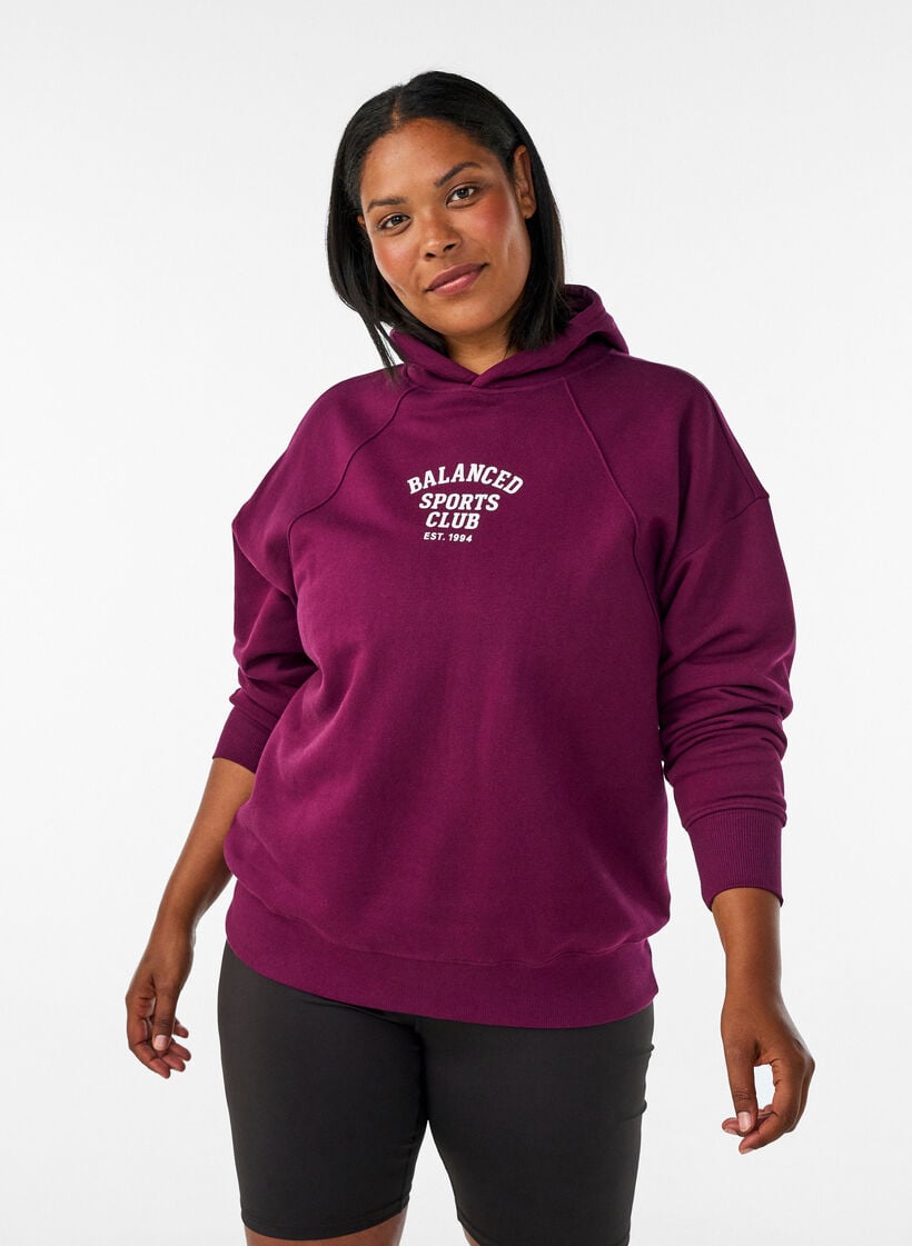 Hoodie mit Brustaufdruck, Lila, Model image number 0