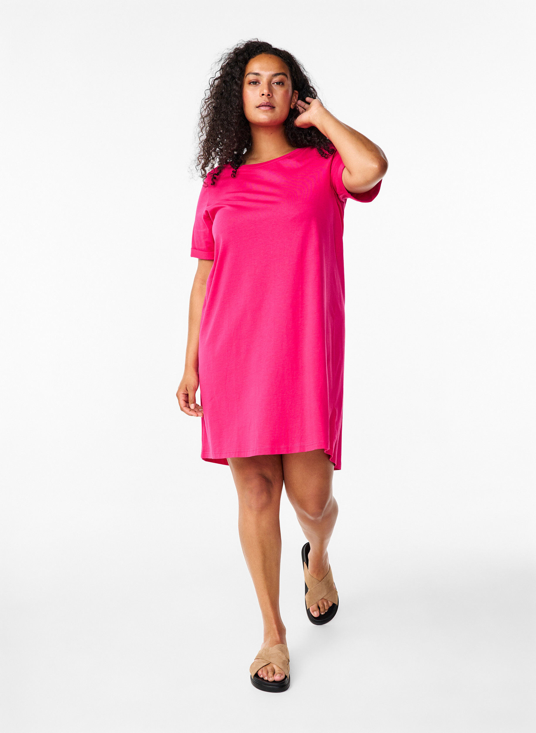 ZizziT-Shirt-Kleid aus Baumwolle, Bright Rose, Model image number 2