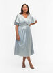 Maxikleid mit Wickeloptik und kurzen Ärmeln, Silver Blue, Model image number 0