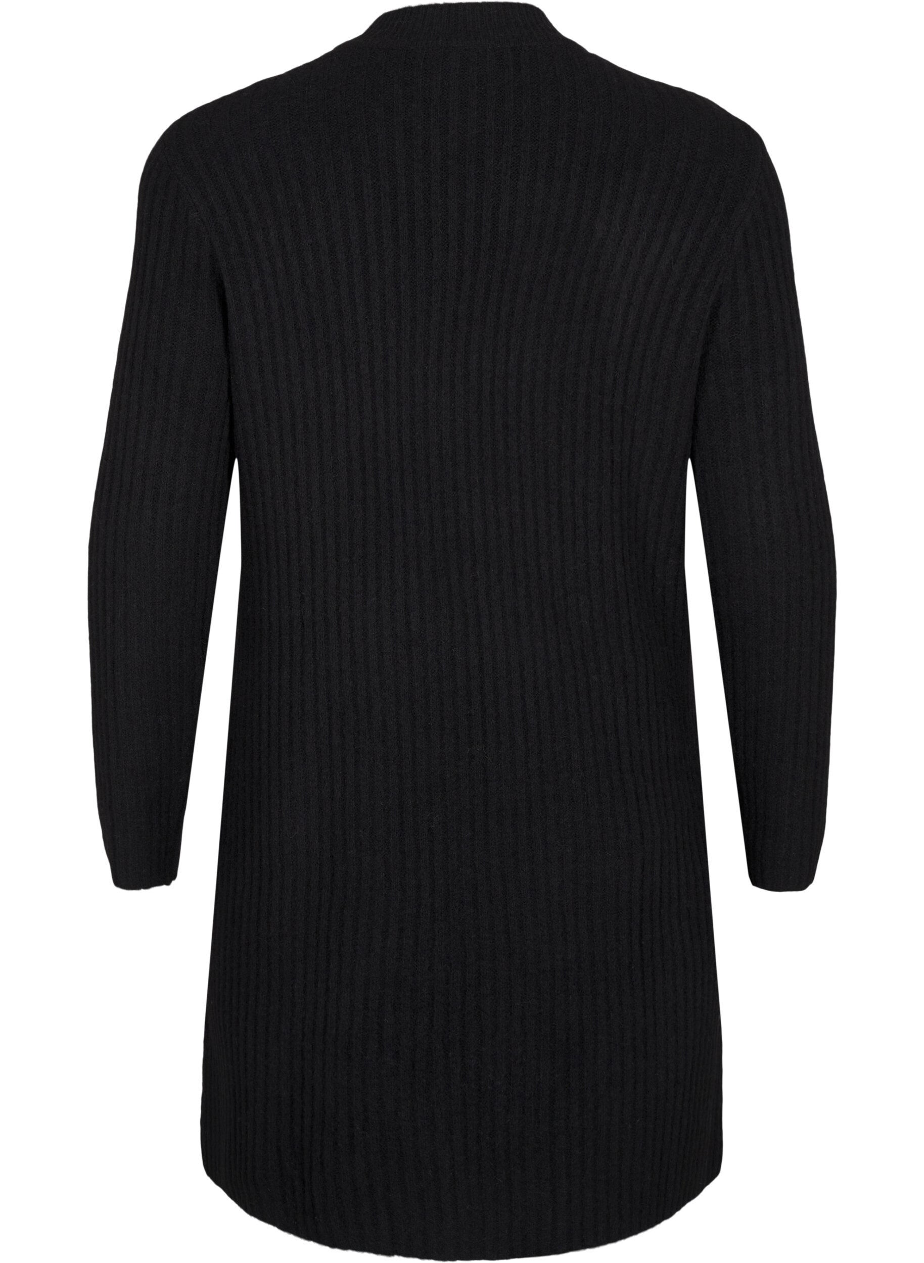 ZizziKurzes Rippstrickkleid mit Rundhalsausschnitt, Black, Packshot image number 1