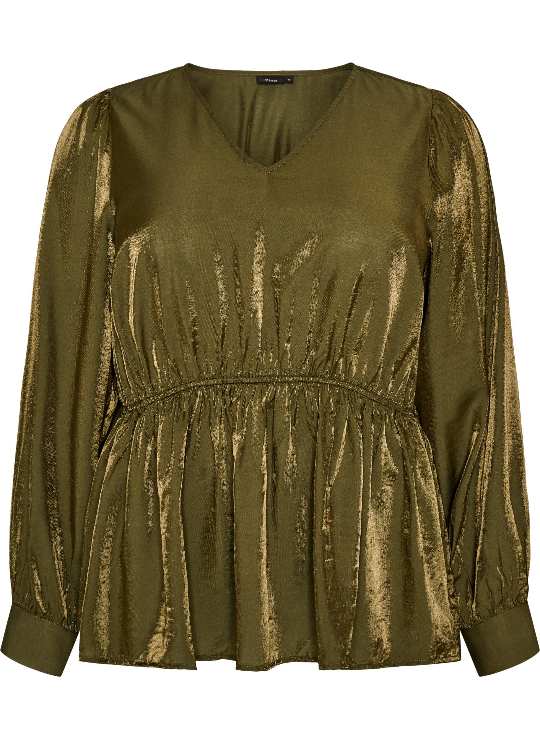 Gl&auml;nzende Bluse aus Viskose mit Peplum-Effekt