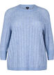 Lockere Strickbluse aus Viskose mit 3/4-Ärmeln und Lochmuster, Blau, Packshot image number 0