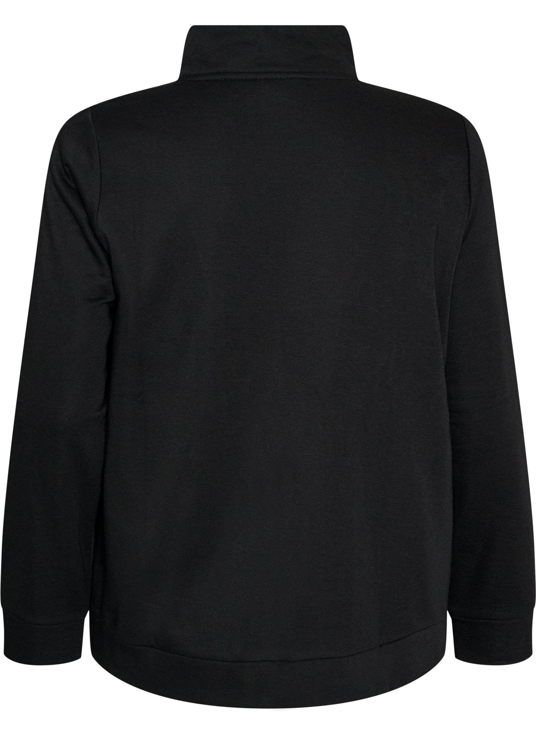 ZizziSweatshirt mit hohem Kragen und Rei&szlig;verschluss, Schwarz, Packshot image number 1