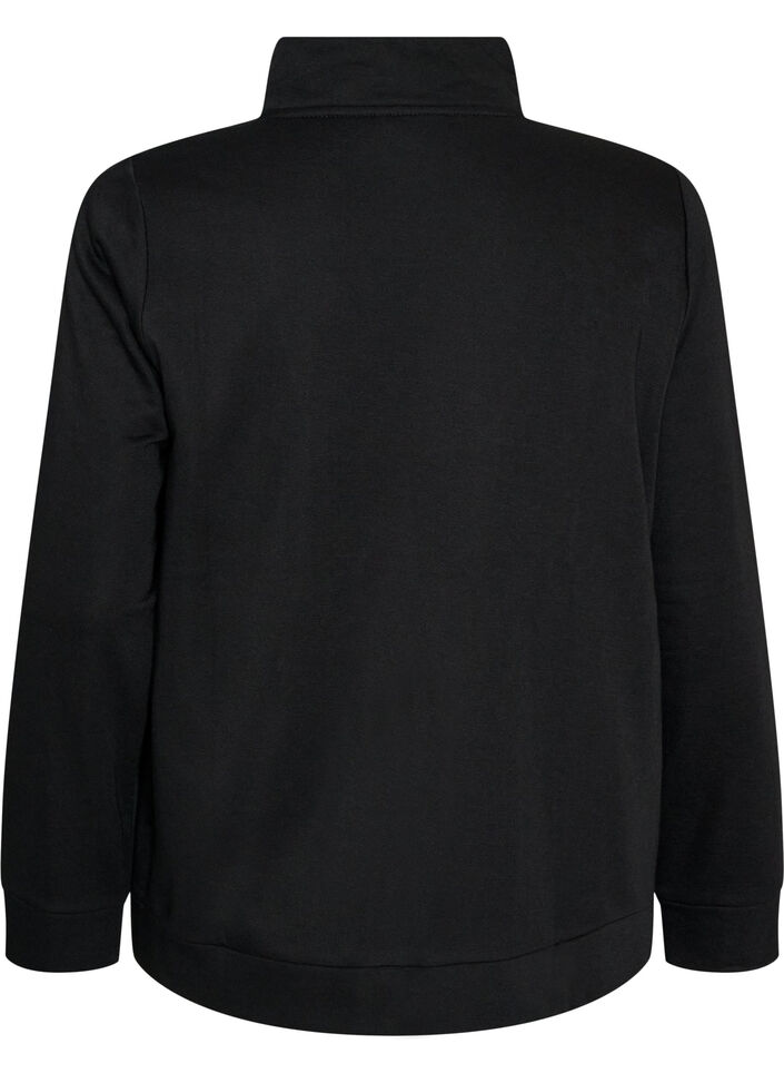 Sweatshirt mit hohem Kragen und Rei&szlig;verschluss, Schwarz, Packshot image number 1