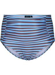 Gestreifte Bikinihose mit hohem Bund, BlueBrown Stripe AOP, Packshot