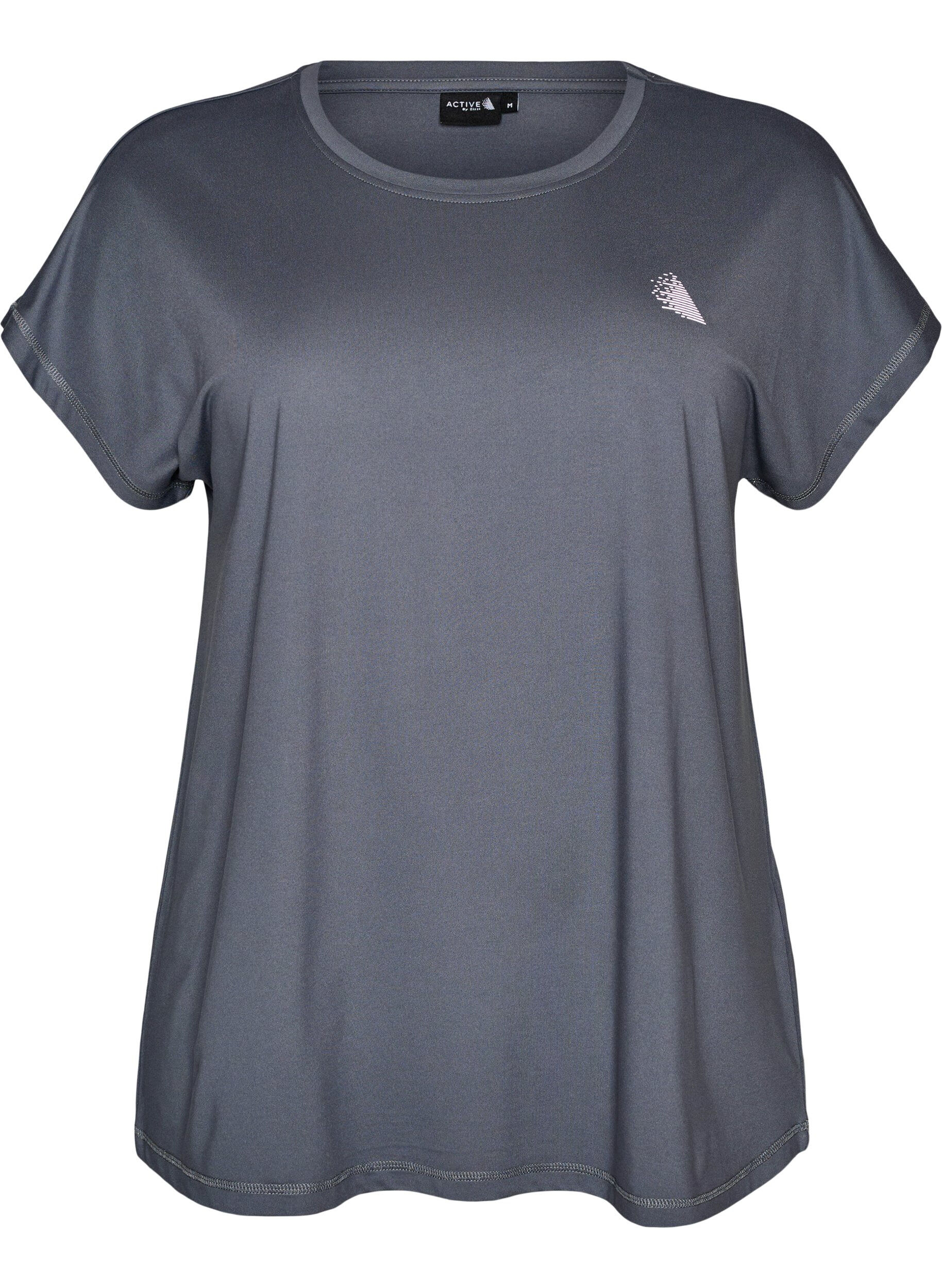 ZizziEinfarbiges Trainings-T-Shirt, Grau, Packshot image number 0