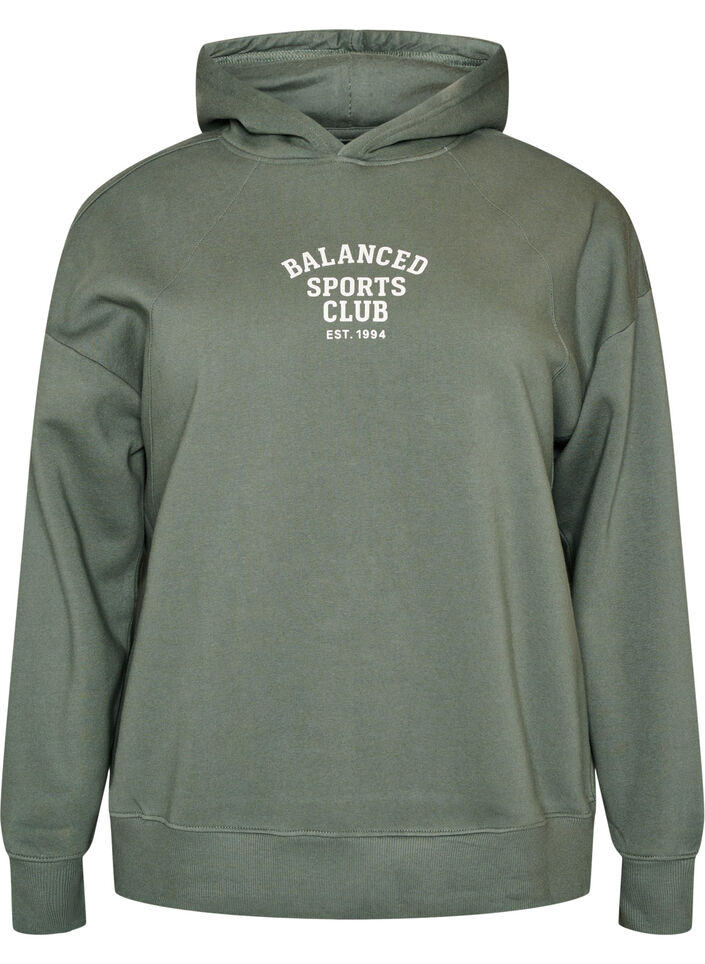 Hoodie mit Brustaufdruck, Gr&uuml;n, Packshot image number 0