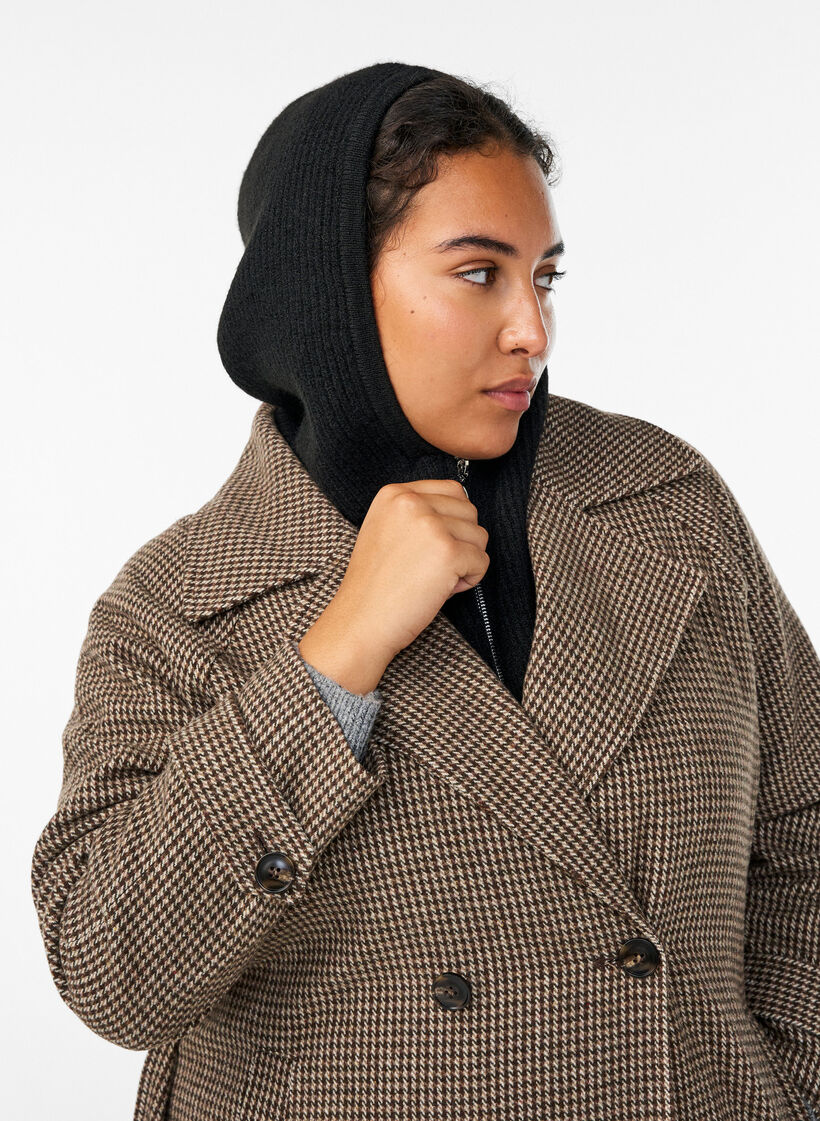 Balaclava aus Rippstrick mit Reißverschluss, Schwarz, Model image number 1