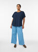 Bluse mit kurzen &Auml;rmeln und Rundhalsausschnitt, Blau, Model image number 1