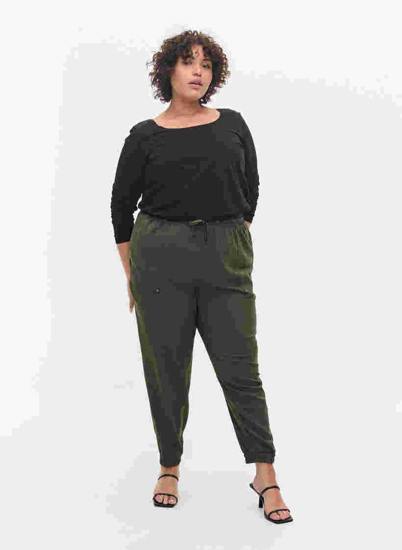 2er-Pack Basic-Bluse aus Baumwolle, Black/Navy B, Model image number 2