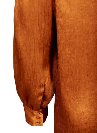 Shiny Bluse mit langen Puffärmeln, Buckthorn Brown, Packshot image number 3