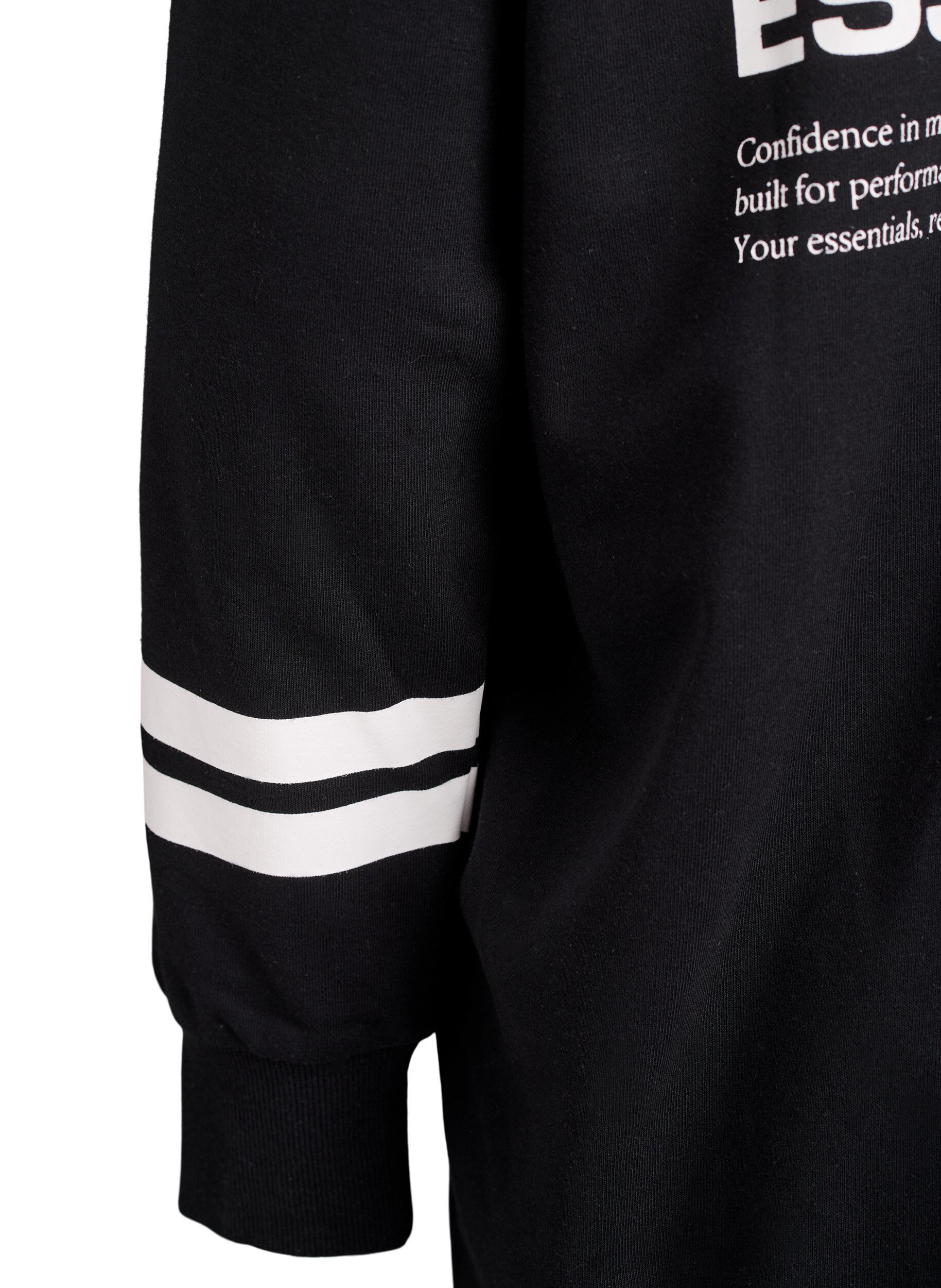 ZizziLange Sweat-Strickjacke mit Printdetails, Schwarz, Packshot image number 4
