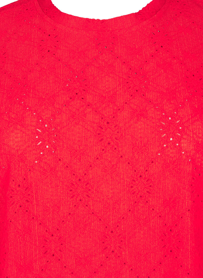 Bluse mit kurzen Ärmeln und floralen Stickereien, Flame Scarlet, Packshot image number 2