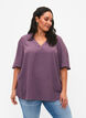 Kurzärmelige Bluse mit A-Form, Vintage Violet, Model image number 0