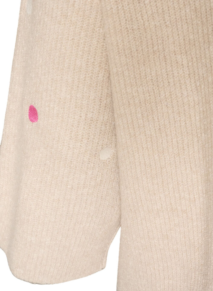 Strickbluse mit kleinen Stickmotiven, Beige, Packshot image number 3