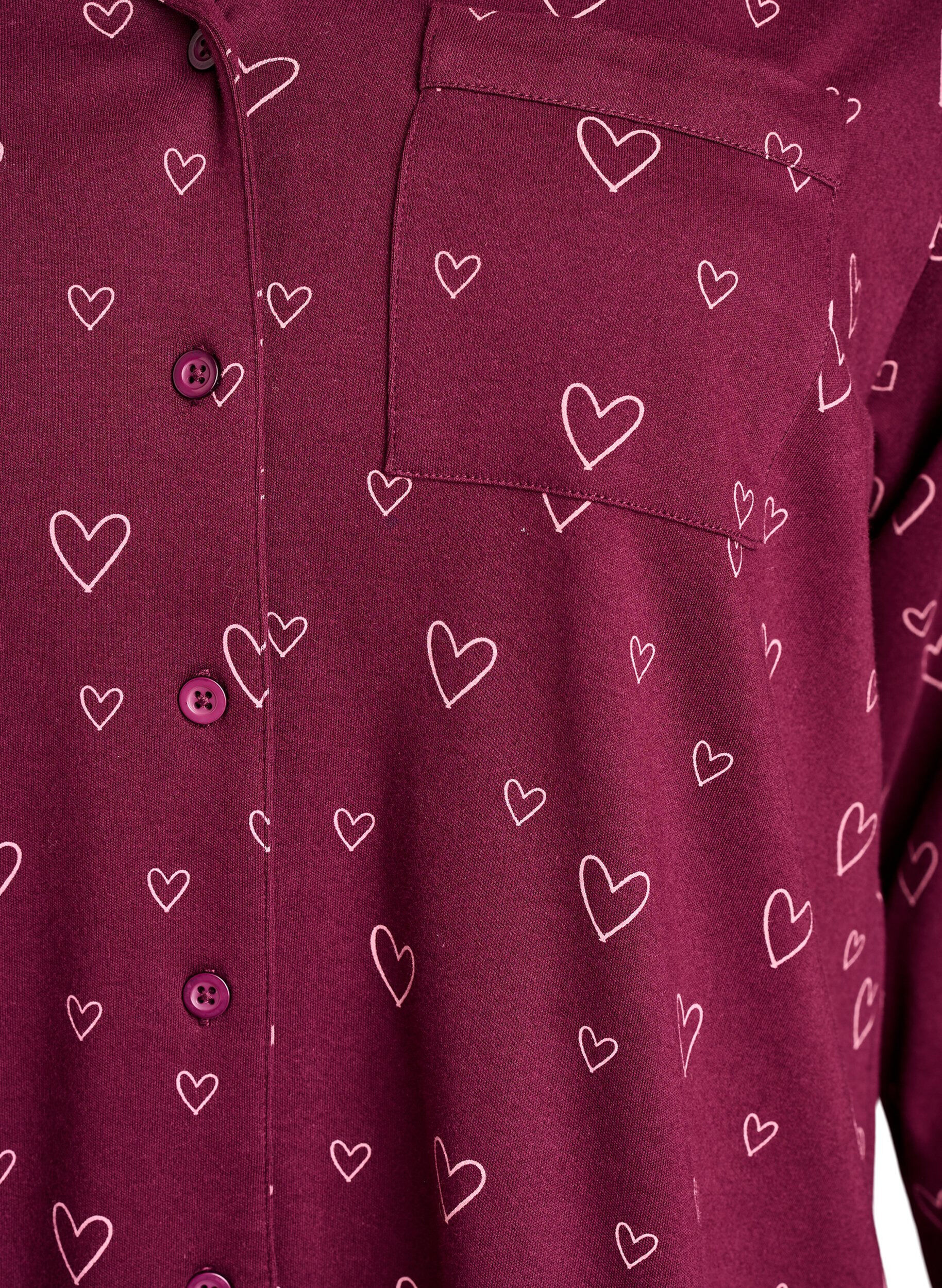 ZizziBaumwoll-Pyjamahemd mit Brusttasche, Rot, Packshot image number 2