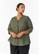 Hemdbluse aus Baumwolle mit V-Ausschnitt, Gr&uuml;n, Model image number 0