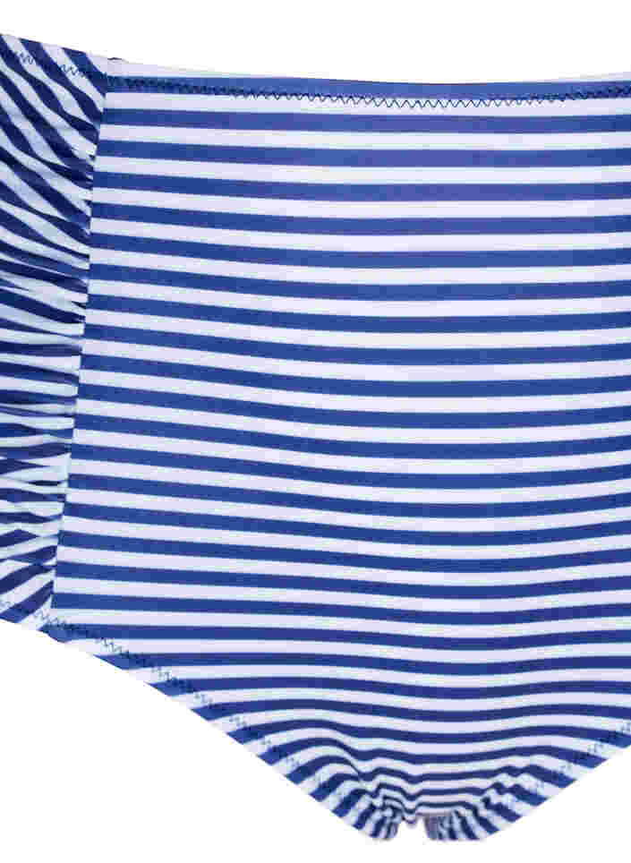 Bikini-Unterteil mit Streifen und hoher Taille, Blue Striped, Packshot image number 2