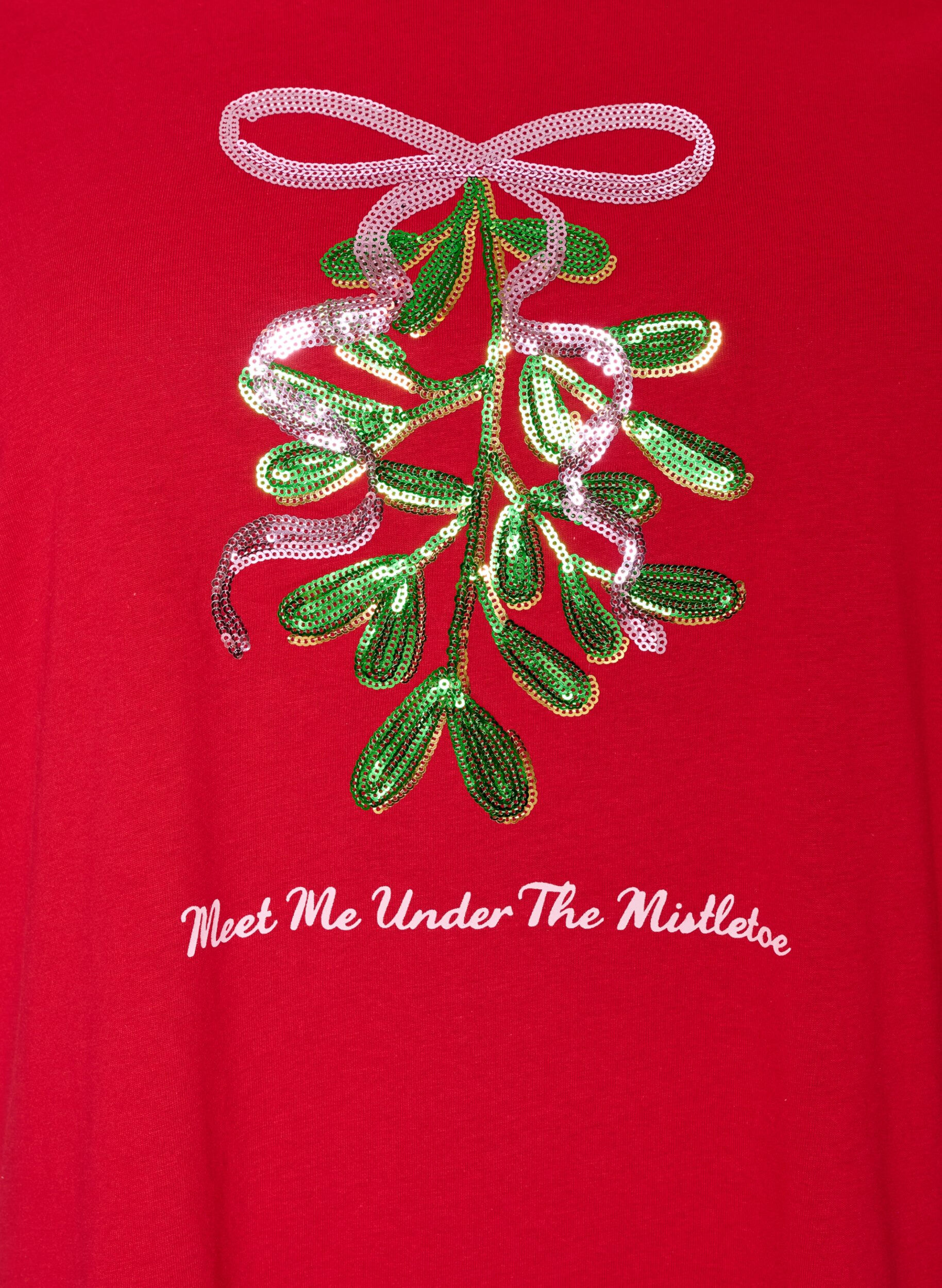 ZizziWeihnachts-T-Shirt aus Bio-Baumwolle, Rot, Packshot image number 2