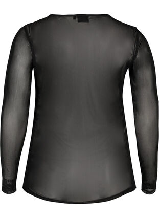 Langarm Mesh-Bluse, Black, Packshot image number 1