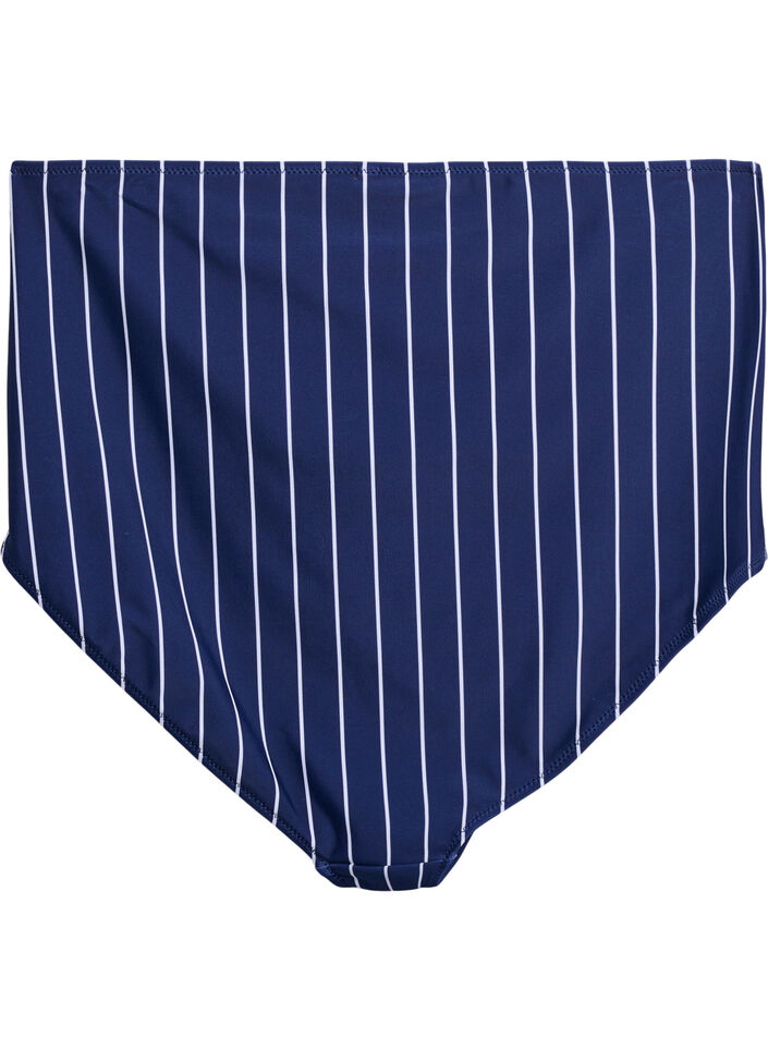 Hoch taillierte Bikinihose mit Print, Dark Blue Stripe AOP, Packshot image number 1
