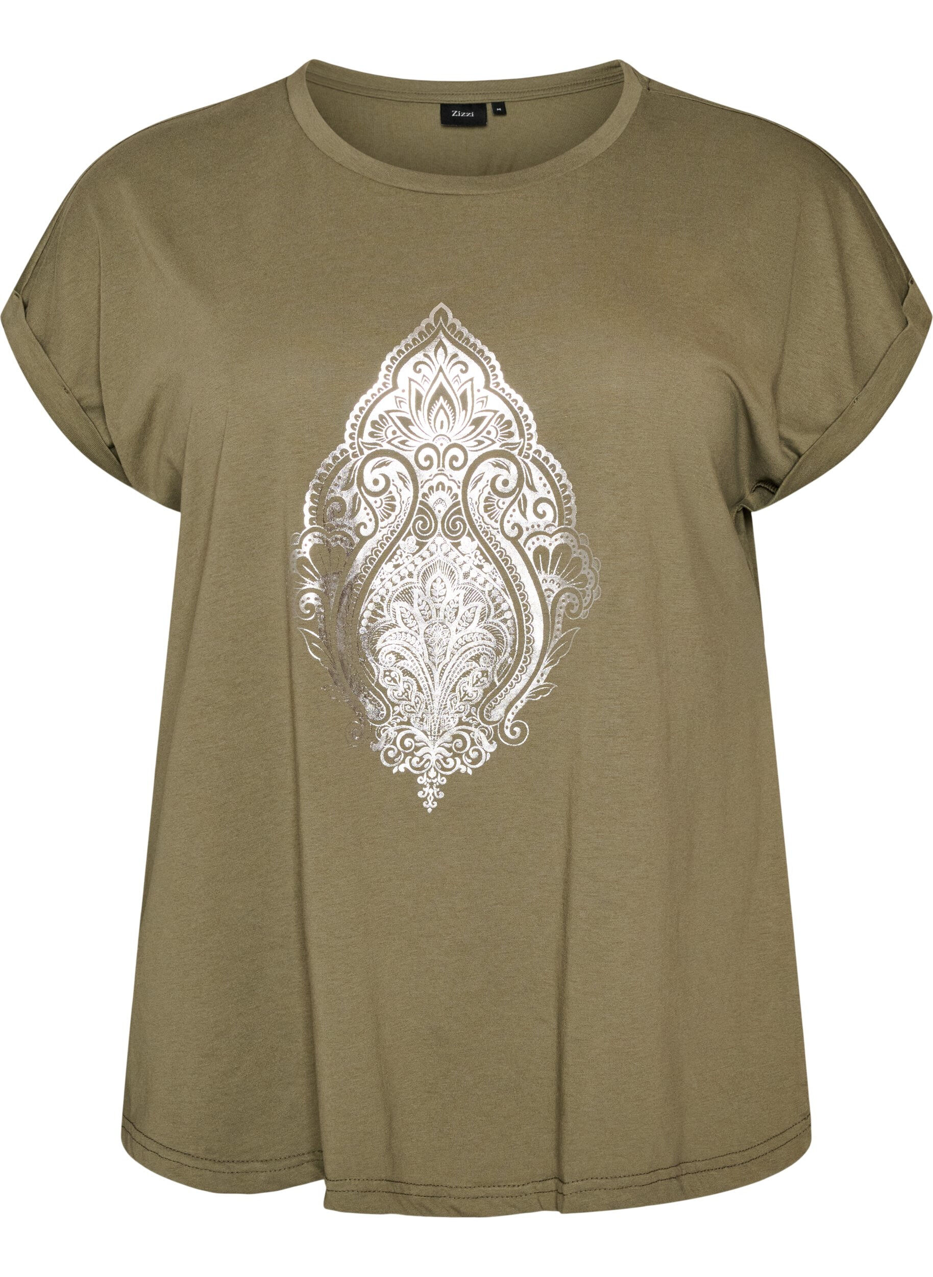 ZizziT-Shirt mit dekorativem Frontprint, Gr&uuml;n, Packshot image number 0