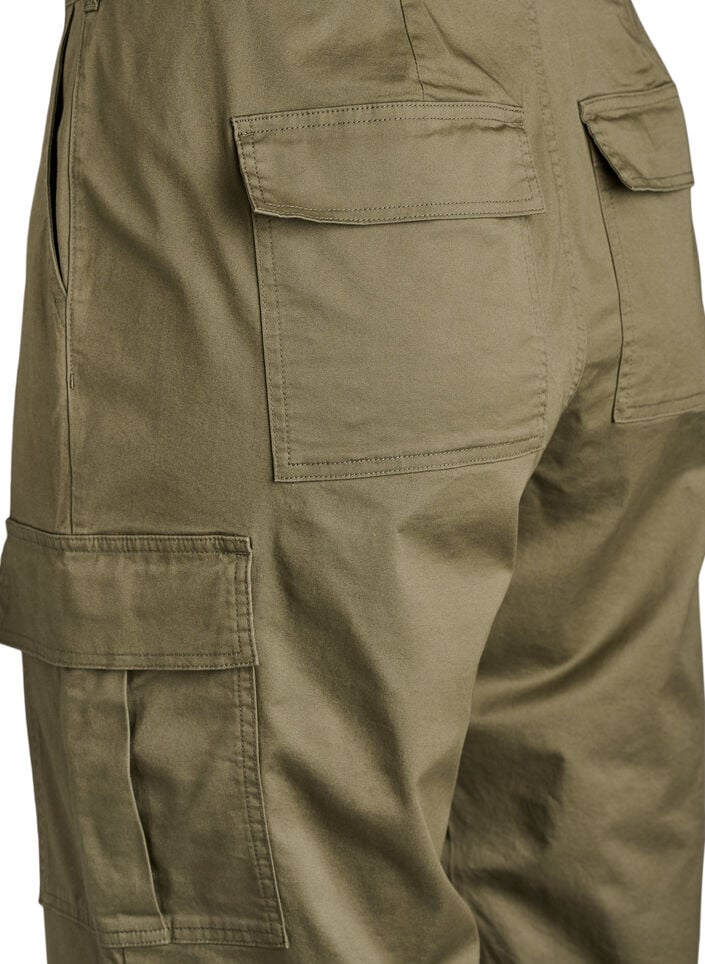 Wide-Leg Cargohose mit hoher Taille, Grün, Packshot