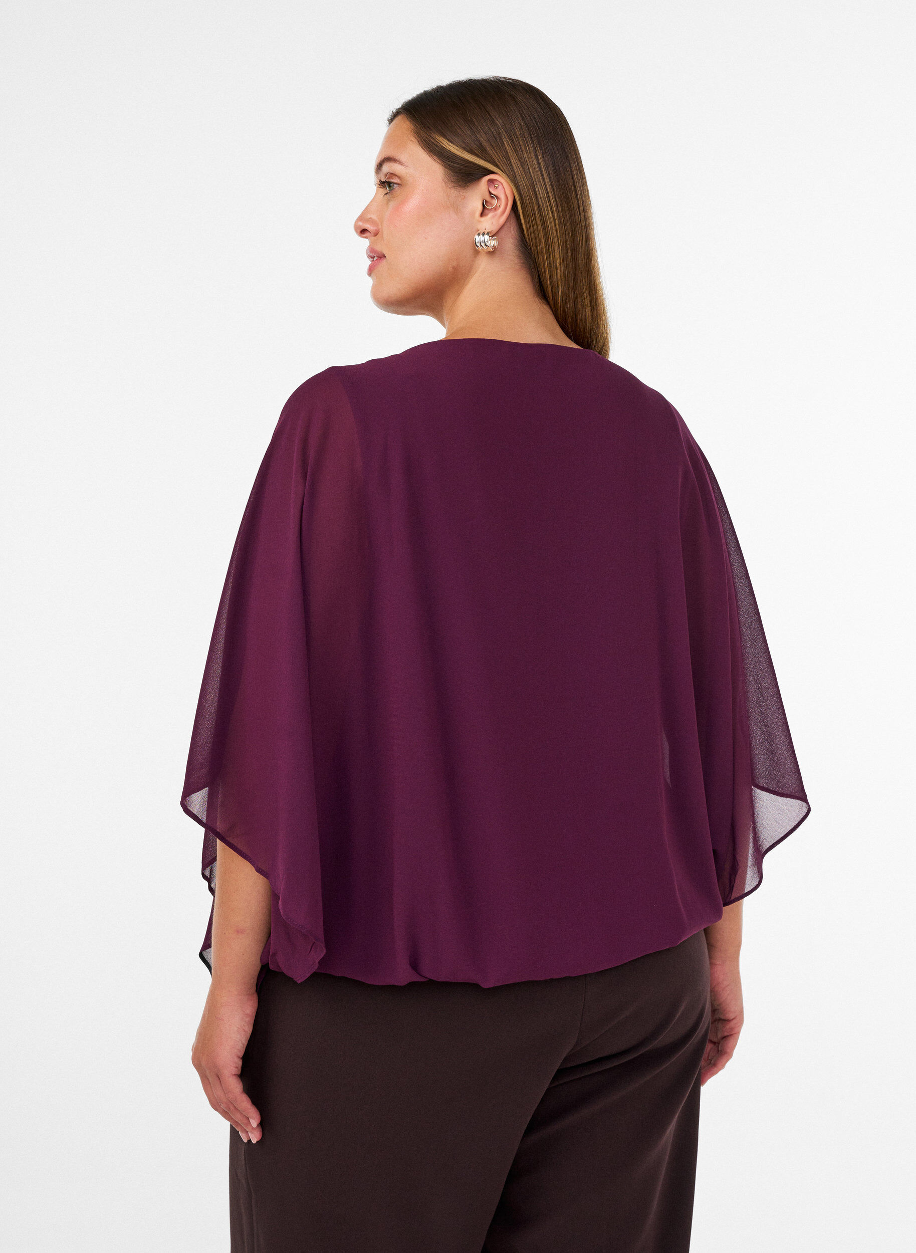 ZizziChiffonbluse mit Balloneffekt, Lila, Model image number 2