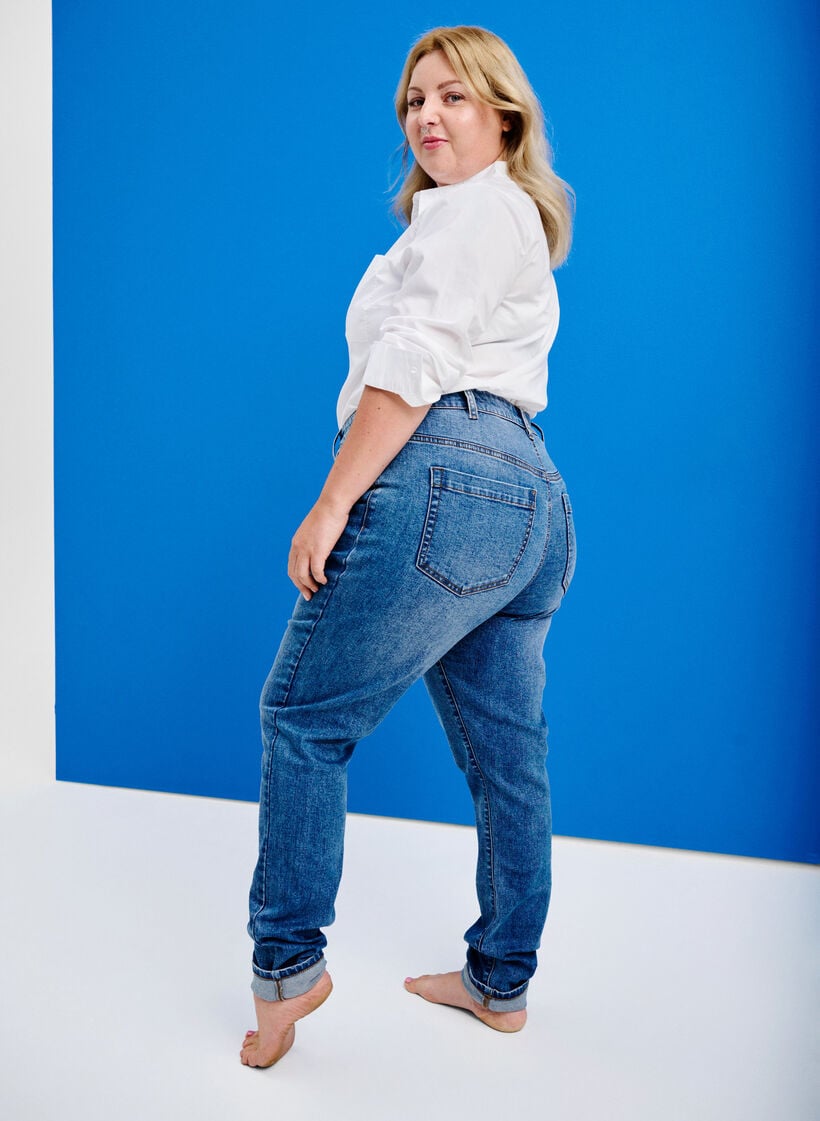 Amy Jeans mit hoher Taille und extra schlanker Passform, Blau, Image image number 0