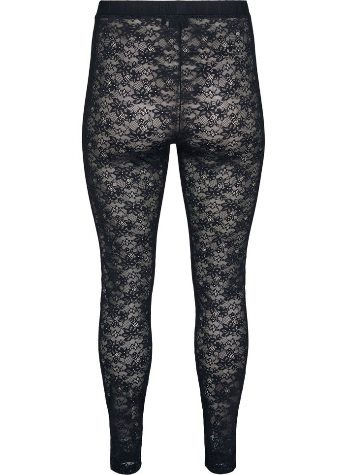 Leggings mit Spitzensaum, Schwarz, Packshot image number 1