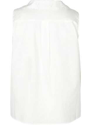 Ärmellose Hemdbluse aus Baumwolle, Bright White, Packshot image number 1