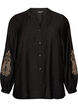 Bluse aus Viskose mit bestickten &Auml;rmeln, Schwarz, Packshot image number 0