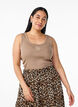 Tailleiertes Top mit Motiv, Braun, Model image number 0
