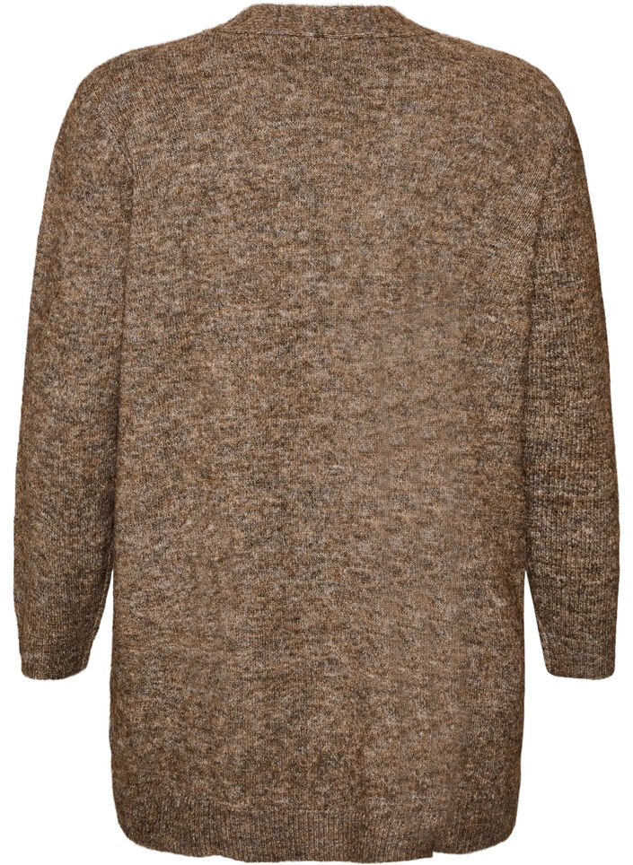 Lange Strickjacke mit Taschen, Braun, Packshot image number 1
