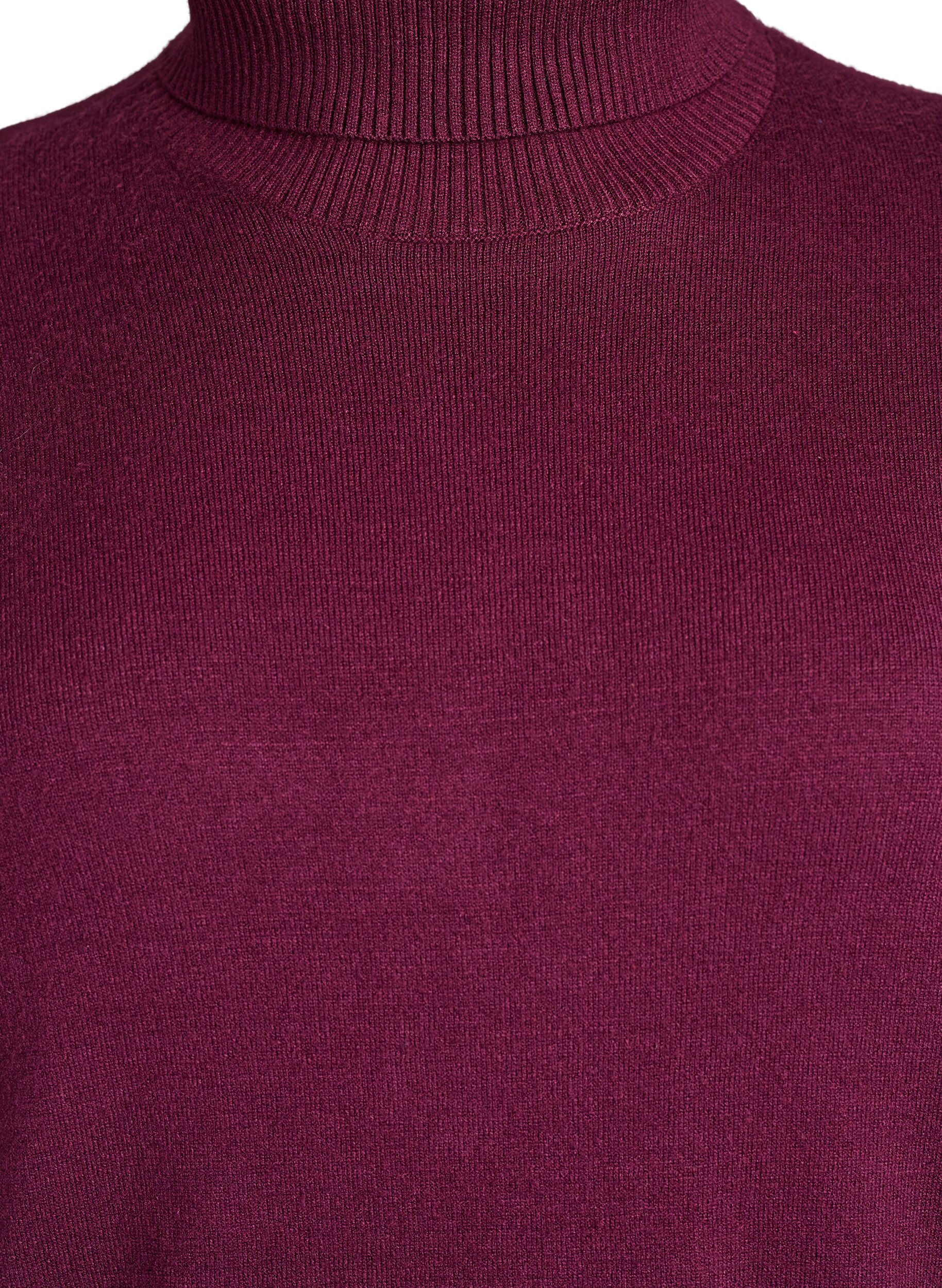 ZizziStrickbluse mit Rollkragen und seitlichen Kn&ouml;pfen, Dunkles Bordeaux, Packshot image number 2