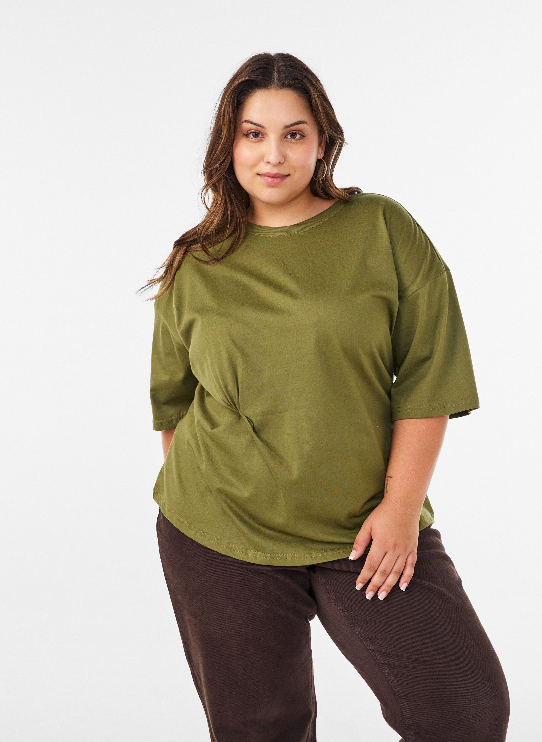 ZizziT-Shirt mit drapiertem Detail, Gr&uuml;n, Model image number 0