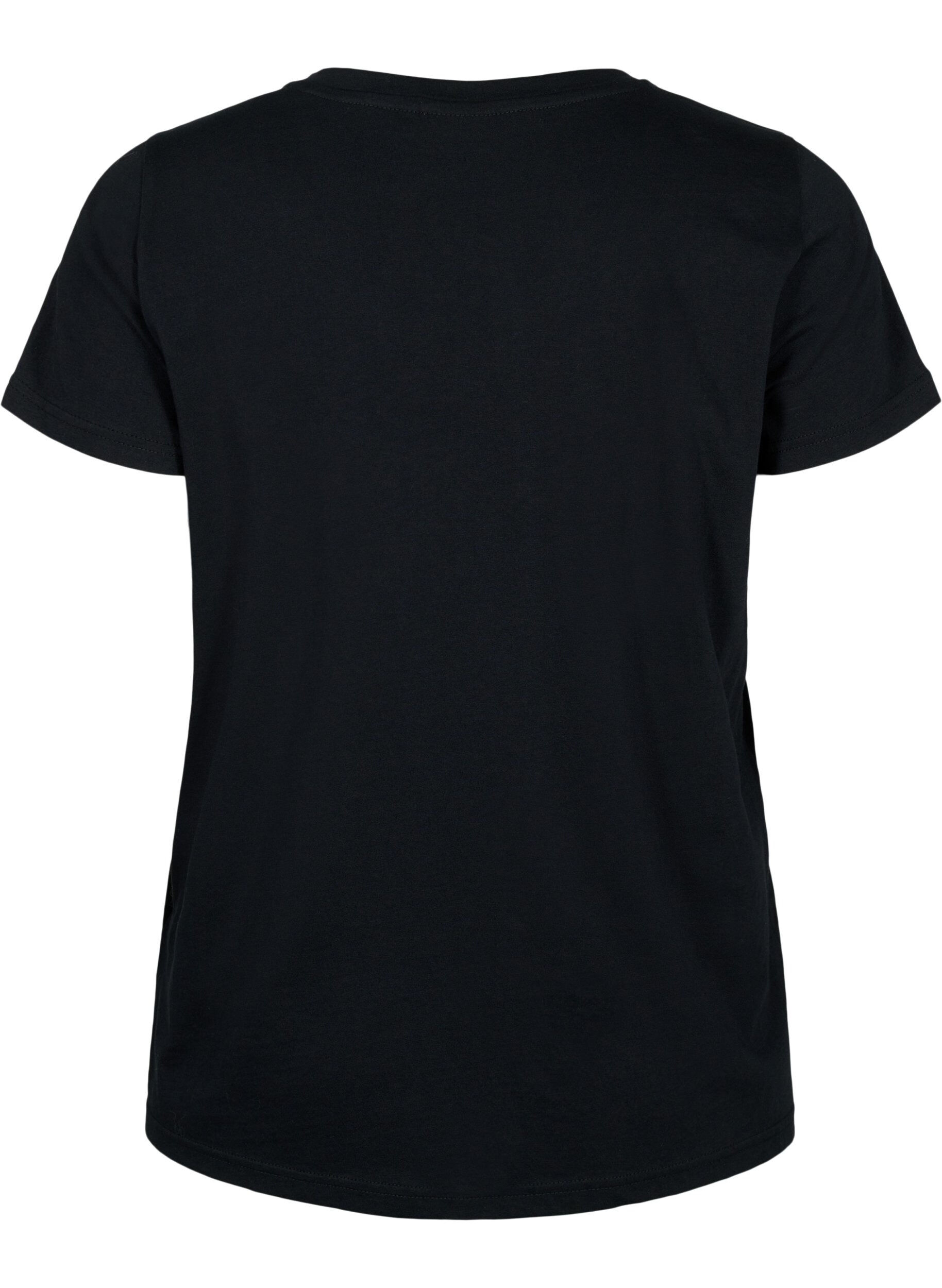 ZizziSport-T-Shirt aus Baumwolle mit Aufdruck, Black w. Playstyle, Packshot image number 1
