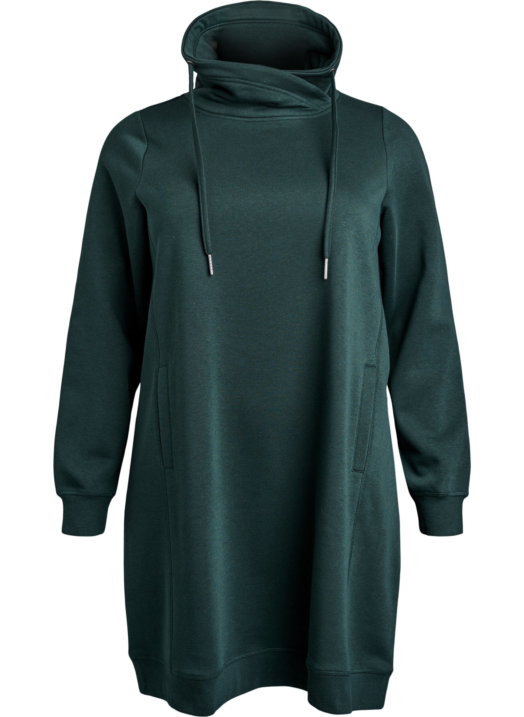 FLASH - Kurzes Sweatshirtkleid mit Stehkragen und Taschen