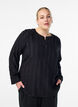 Bluse mit Ton-in-Ton-Struktur und Knöpfen, Schwarz, Model image number 0