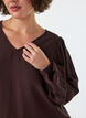 Viskosebluse mit V-Ausschnitt und Ballonform, Braun, Model image number 3