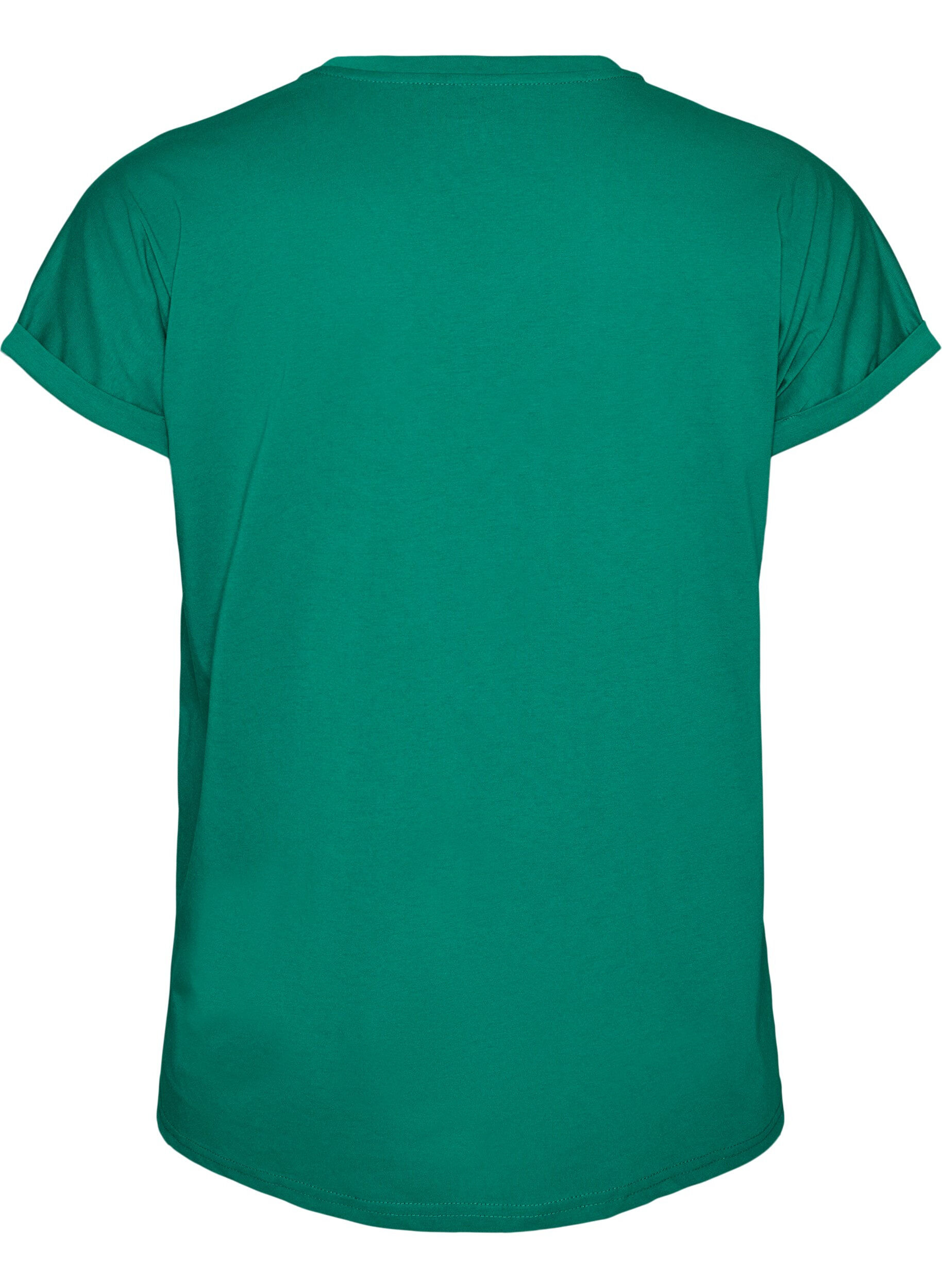 ZizziKurz&auml;rmeliges T-Shirt aus einer Baumwollmischung, Gr&uuml;n, Packshot image number 1