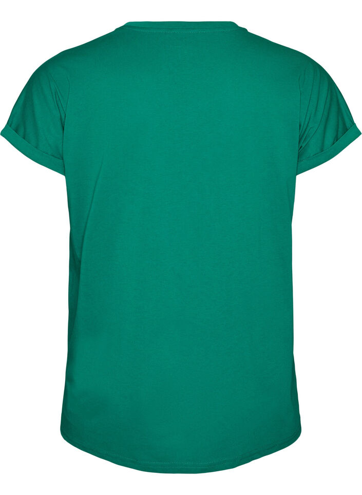 Kurz&auml;rmeliges T-Shirt aus einer Baumwollmischung, Gr&uuml;n, Packshot image number 1