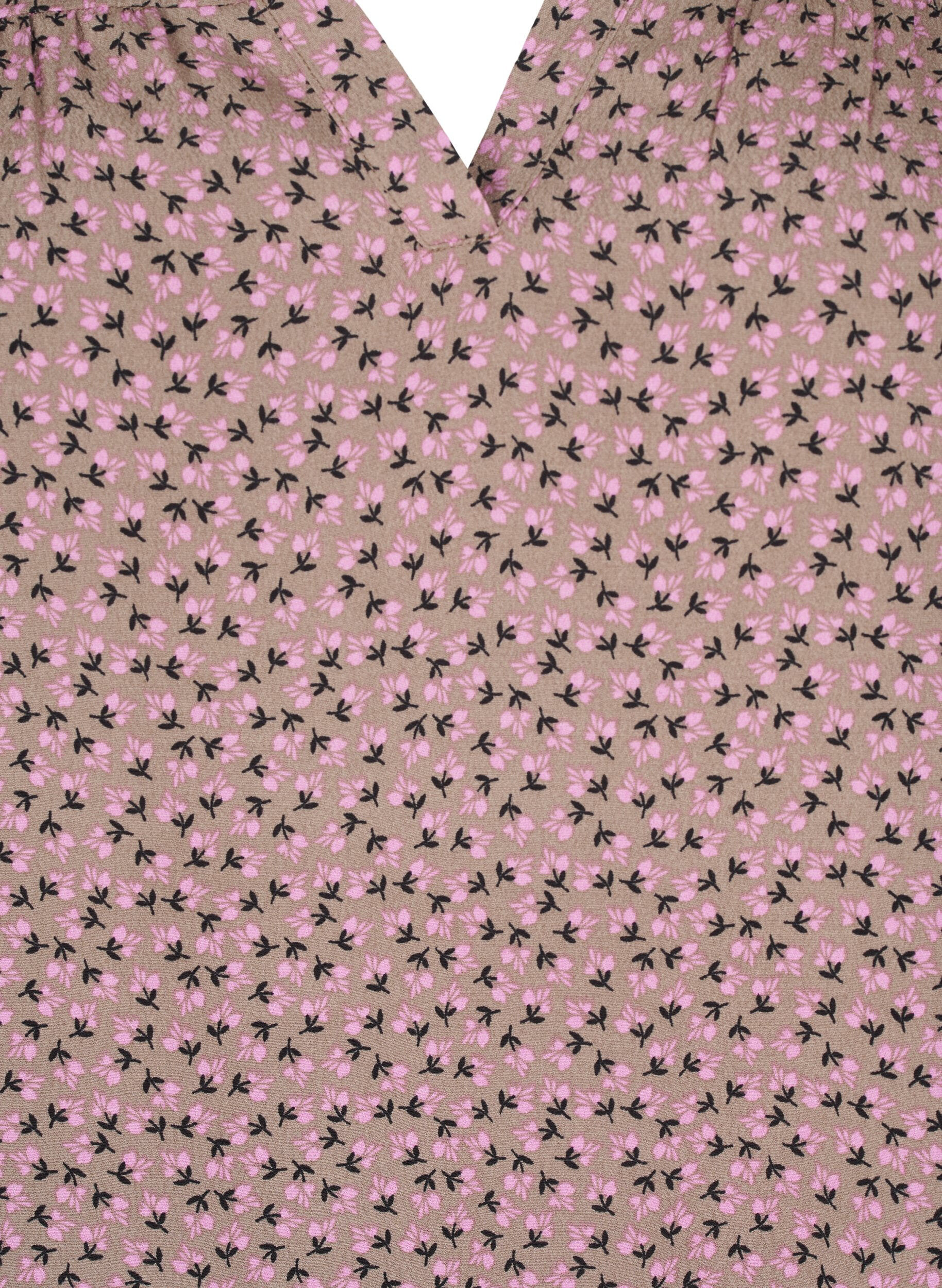 ZizziLang&auml;rmelige Bluse mit gebl&uuml;mtem Print und V-Ausschnitt, Braun, Packshot image number 2