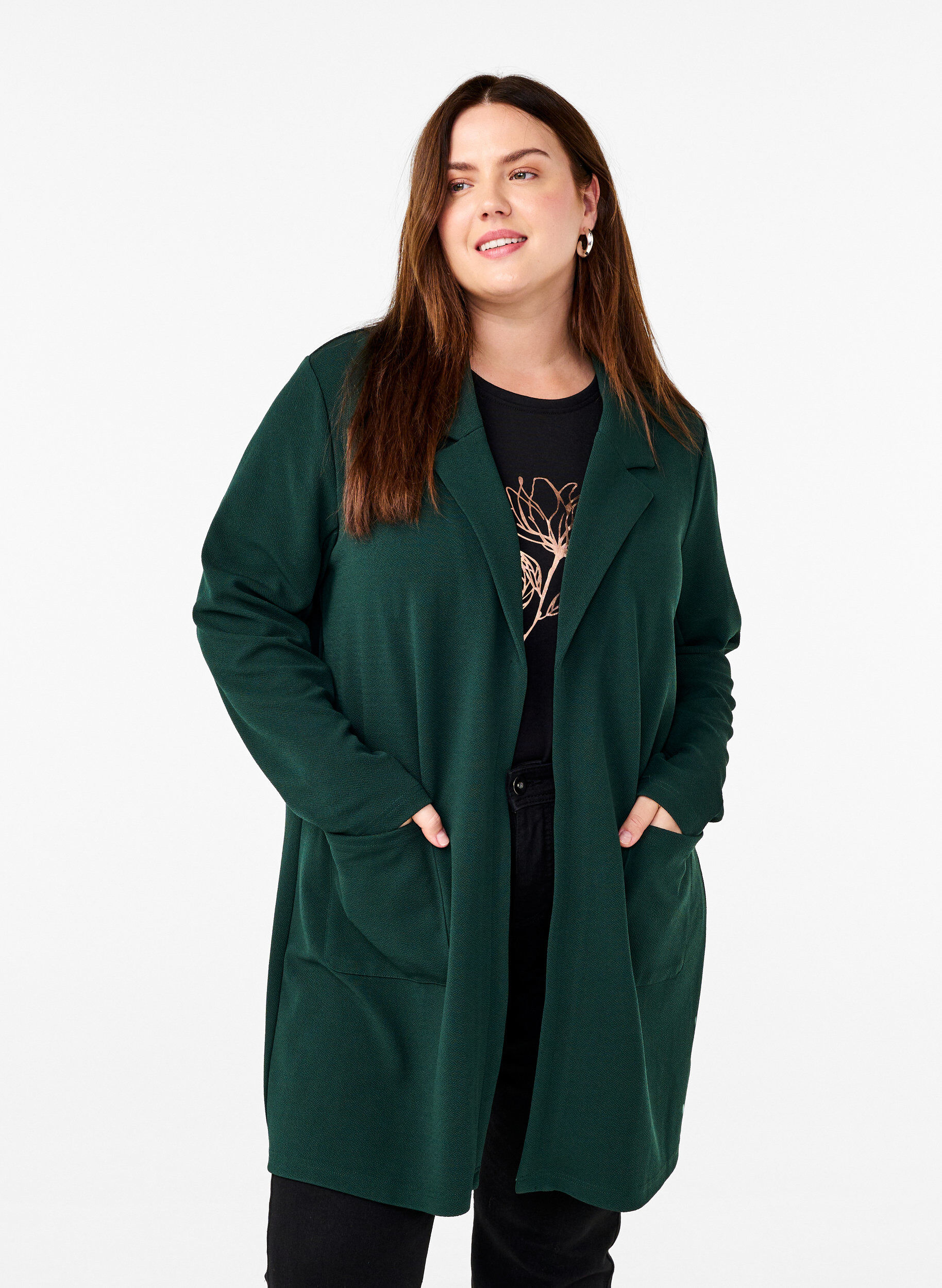ZizziLange Blazer mit Taschen, Gr&uuml;n, Model image number 0