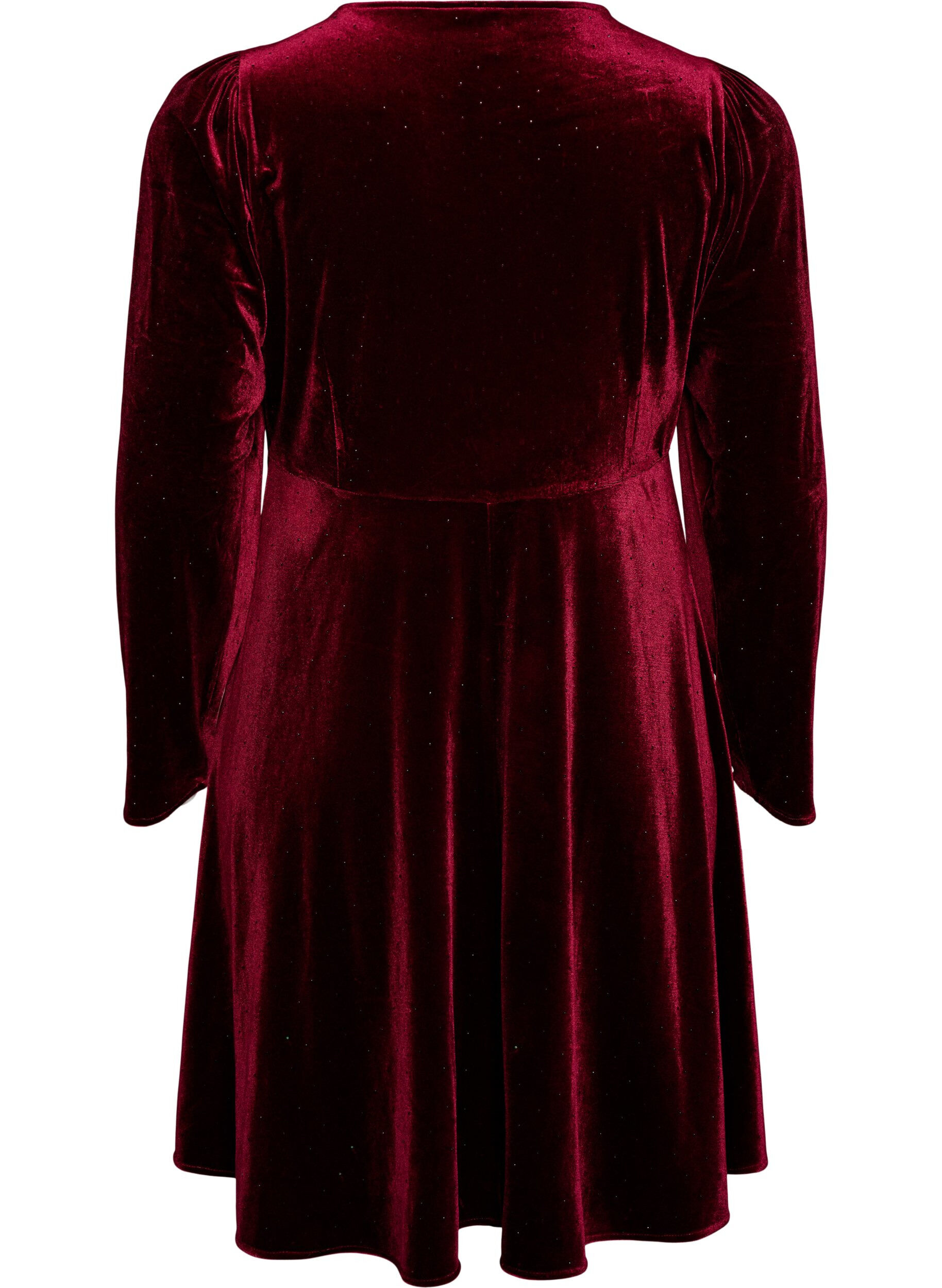 ZizziSamtkleid mit Strass und A-Linien-Form, Rot, Packshot image number 1