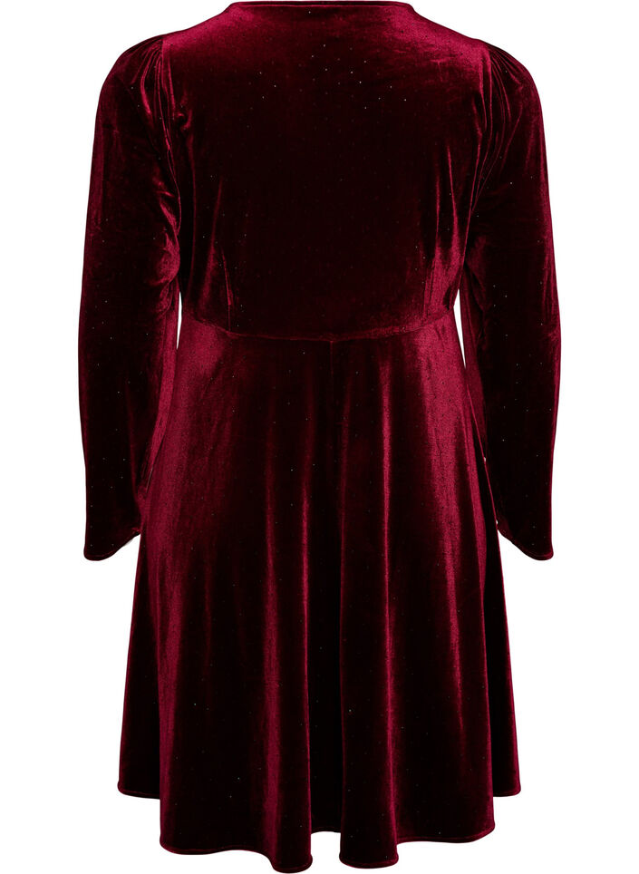 Samtkleid mit Strass und A-Linien-Form, Rot, Packshot image number 1