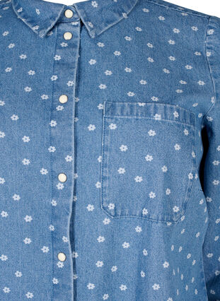 Geblümtes Jeanshemd mit Brusttasche, Light Blue w.Flowers, Packshot image number 2